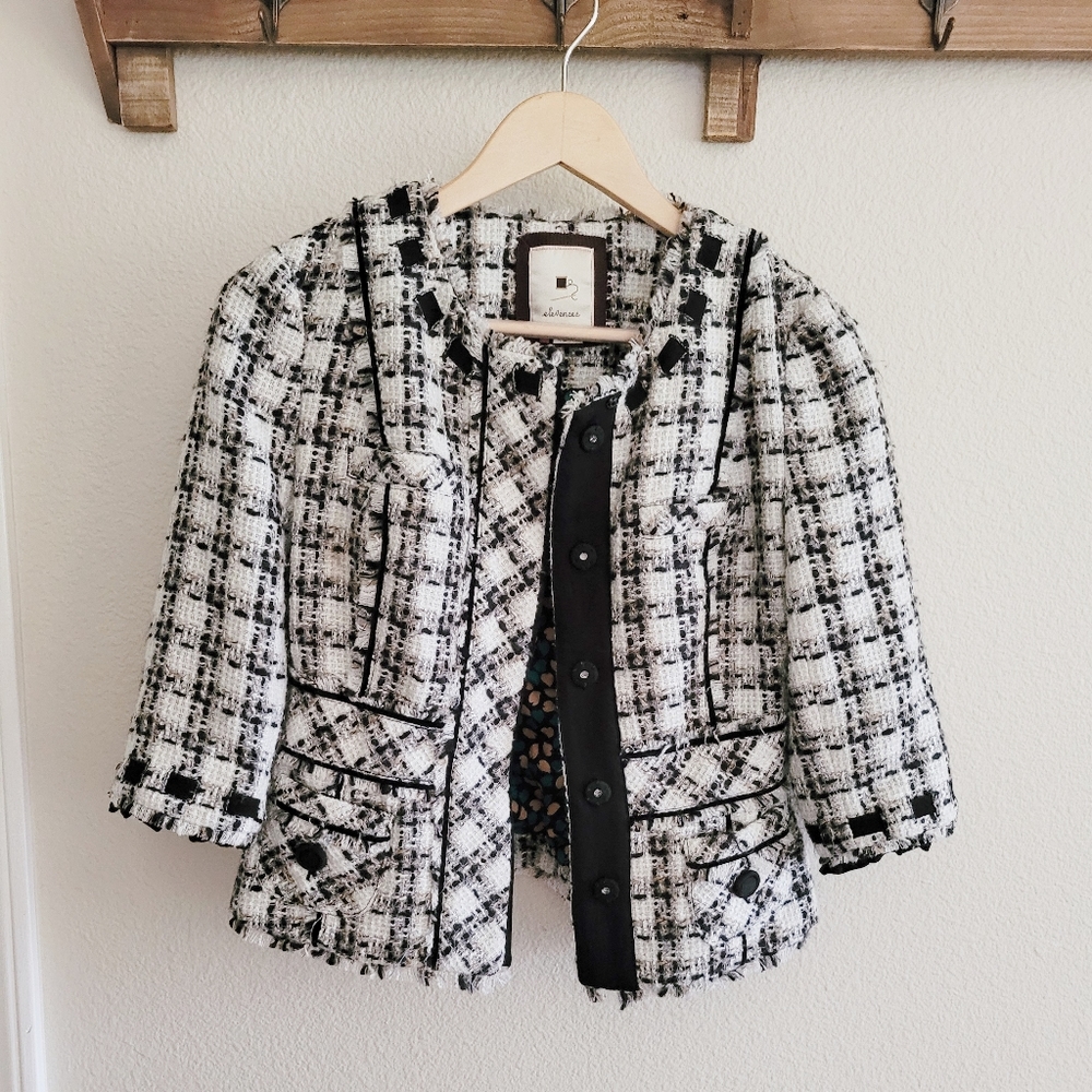 Anthro Elevenses Snapshot tweed blazer